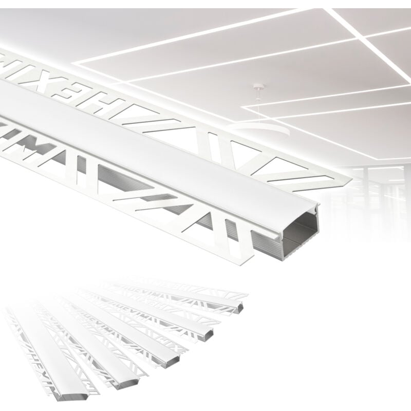 foto del prodotto hexim profili in alluminio per led, cartongesso a incasso con copertura opalina, diverse larghezze aled 2 larghezza luminosa di 20 mm, 20 metri