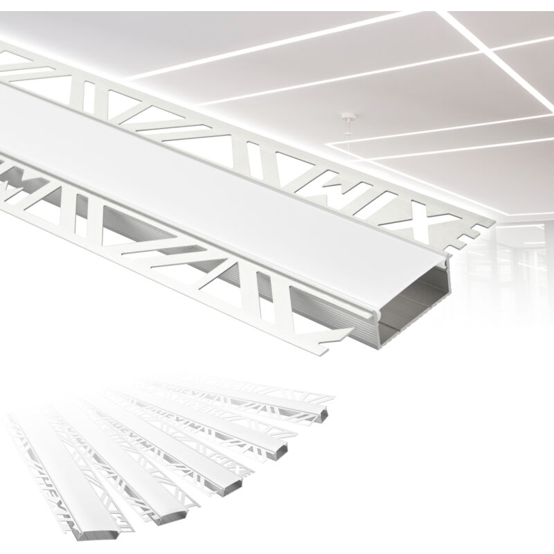foto del prodotto hexim profili in alluminio per led, cartongesso a incasso con copertura opalina, diverse larghezze aled 3 larghezza luminosa di 30 mm, 2 metri 