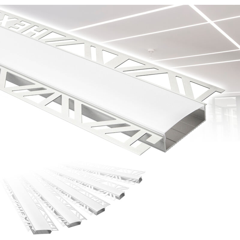 foto del prodotto hexim profili in alluminio per led, cartongesso a incasso con copertura opalina, diverse larghezze aled 4 larghezza luminosa di 40 mm, 2 metri 