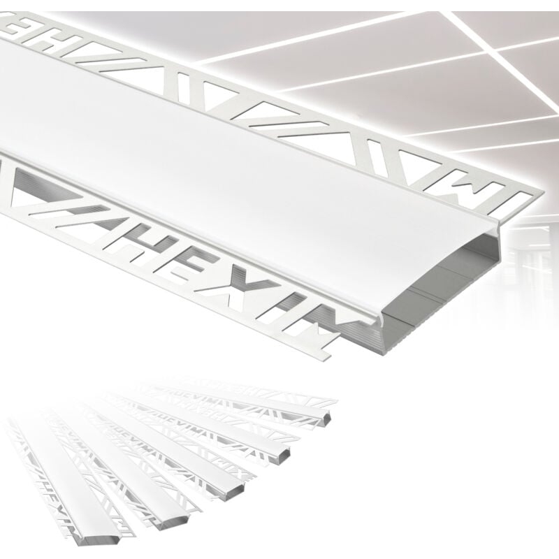 foto del prodotto hexim profili in alluminio per led, cartongesso a incasso con copertura opalina, diverse larghezze aled 5 larghezza luminosa di 50 mm, 2 metri 1