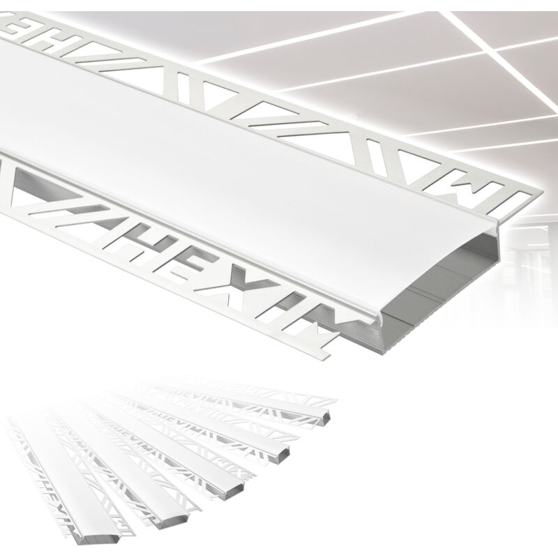 foto del prodotto hexim profili in alluminio per led, cartongesso a incasso con copertura opalina, diverse larghezze aled 5 larghezza luminosa di 50 mm, 40 metri 