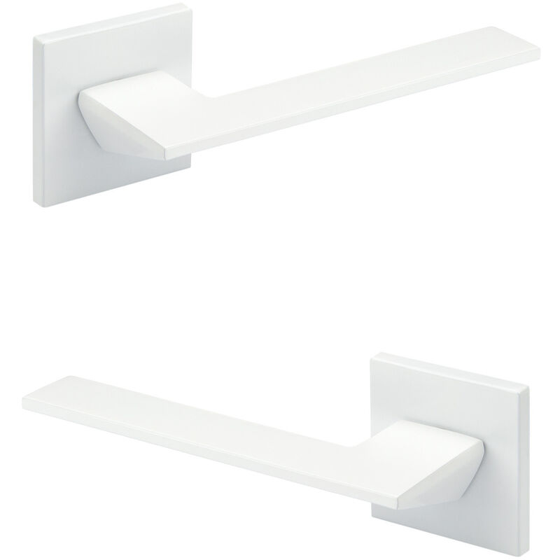 foto del prodotto hexim set porta design, maniglia porta camera wc bagno alluminio opaco 4 colori ricardo borelli q01 bianco opaco, maniglie delle porte