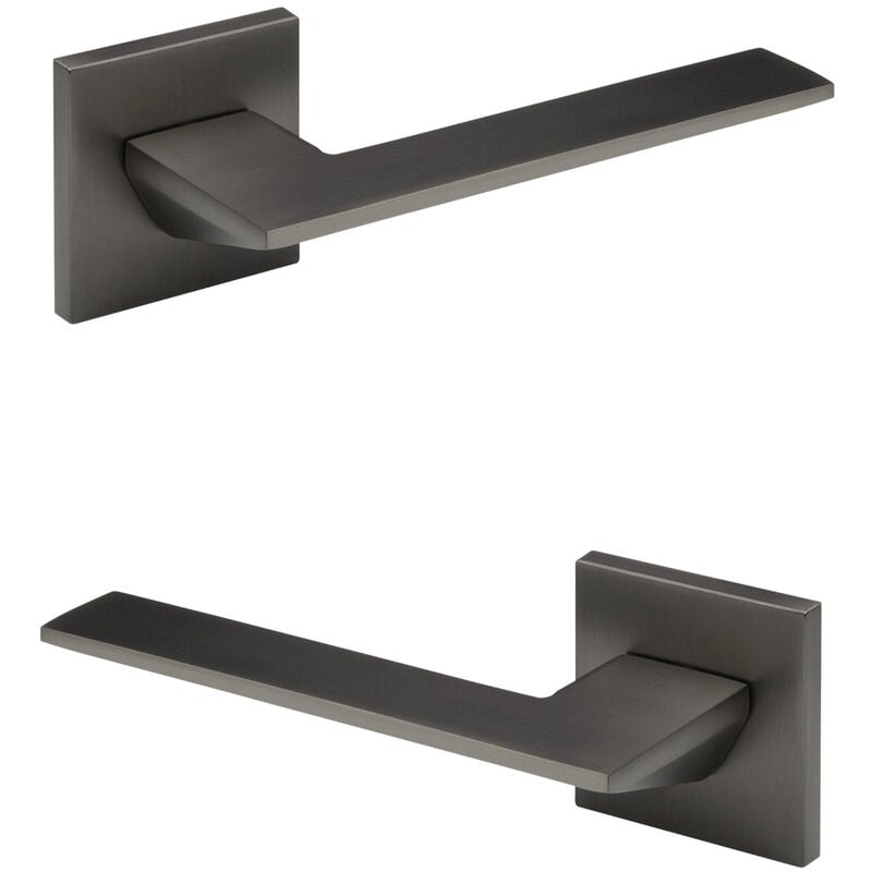 foto del prodotto hexim set porta design, maniglia porta camera wc bagno alluminio opaco 4 colori ricardo borelli q01 grafite opaca, maniglie delle porte