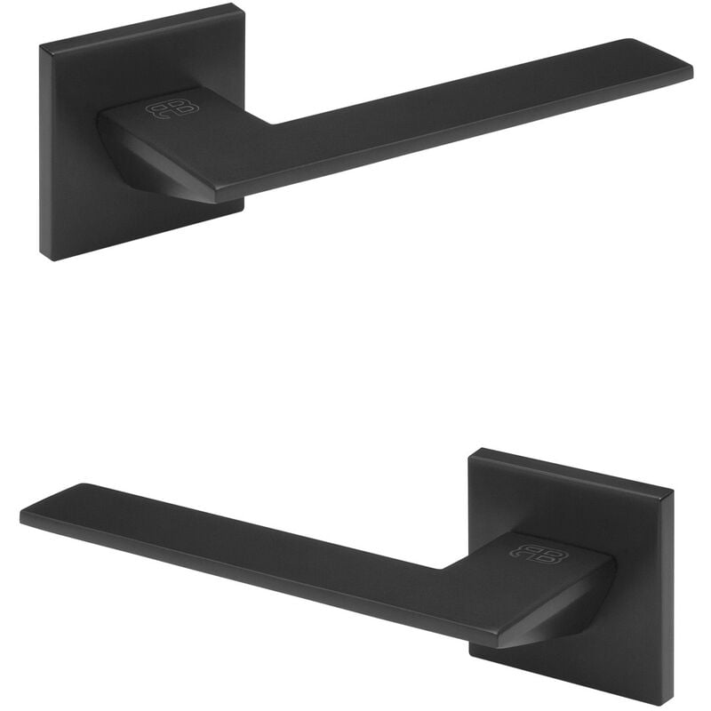 foto del prodotto hexim set porta design, maniglia porta camera wc bagno alluminio opaco 4 colori ricardo borelli q01 nero opaco, maniglie delle porte