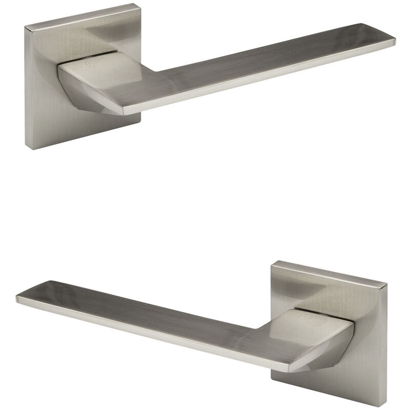 foto del prodotto hexim set porta design, maniglia porta camera wc bagno alluminio opaco 4 colori ricardo borelli q01 nichel opaco, maniglie delle porte
