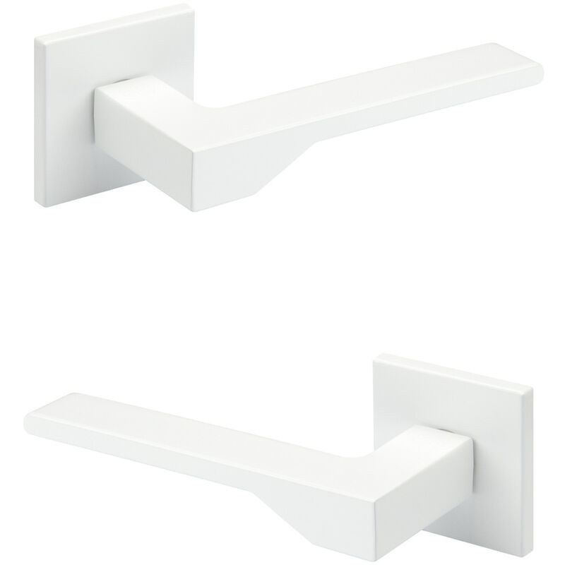 foto del prodotto hexim set porta design, maniglia porta camera wc bagno alluminio opaco 4 colori ricardo borelli q02 bianco opaco, maniglie delle porte