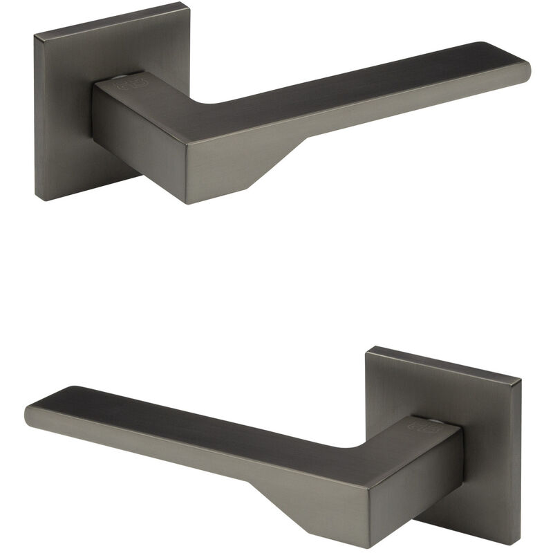 foto del prodotto hexim set porta design, maniglia porta camera wc bagno alluminio opaco 4 colori ricardo borelli q02 grafite opaca, maniglie delle porte