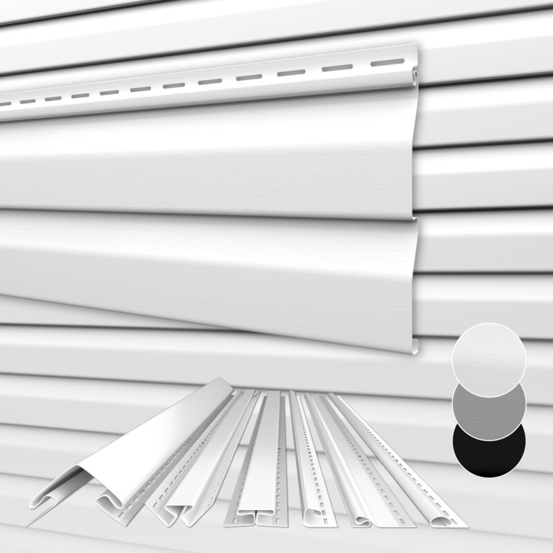 foto del prodotto hexim siding antracite grigio bianco, rivestimento facciata, pvc u, schermo protettivo, resistente agli uv bianco, 1 pannelli