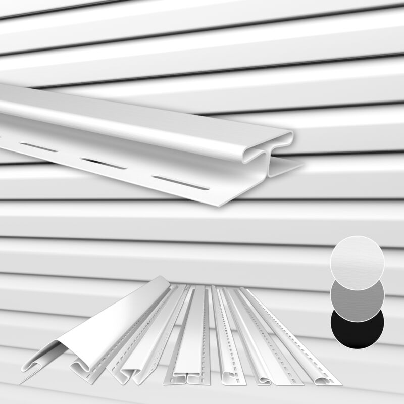 foto del prodotto hexim siding antracite grigio bianco, rivestimento facciata, pvc u, schermo protettivo, resistente agli uv bianco, profilo di connessione