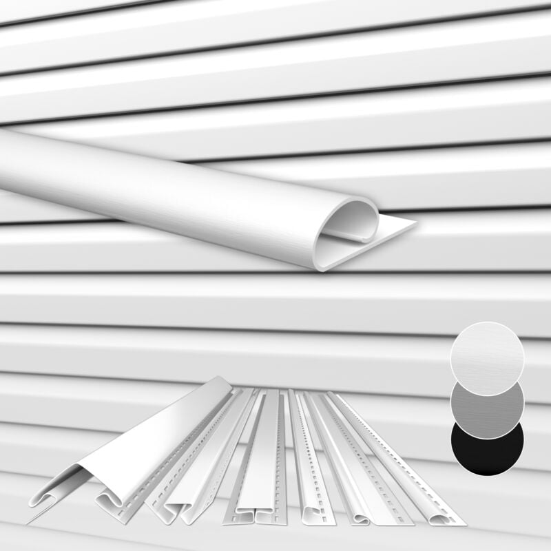 foto del prodotto hexim siding antracite grigio bianco, rivestimento facciata, pvc u, schermo protettivo, resistente agli uv bianco, profilo finale
