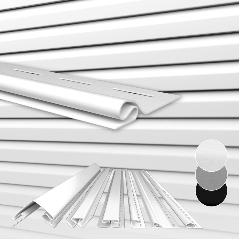 foto del prodotto hexim siding antracite grigio bianco, rivestimento facciata, pvc u, schermo protettivo, resistente agli uv bianco, profilo iniziale