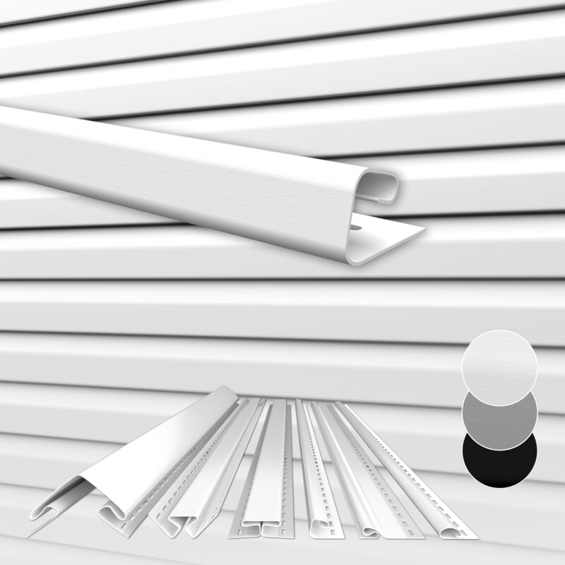 foto del prodotto hexim siding antracite grigio bianco, rivestimento facciata, pvc u, schermo protettivo, resistente agli uv bianco, profilo j