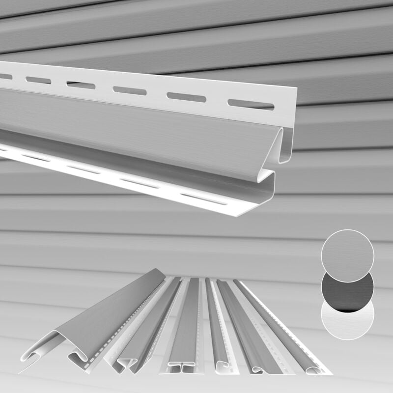 foto del prodotto hexim siding antracite grigio bianco, rivestimento facciata, pvc u, schermo protettivo, resistente agli uv grigio, angolo interno