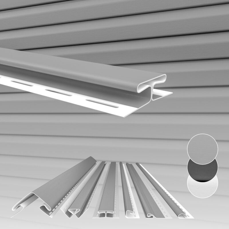 foto del prodotto hexim siding antracite grigio bianco, rivestimento facciata, pvc u, schermo protettivo, resistente agli uv grigio, profilo di connessione
