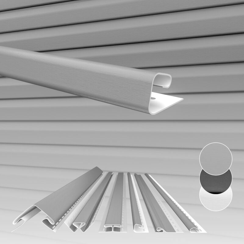 foto del prodotto hexim siding antracite grigio bianco, rivestimento facciata, pvc u, schermo protettivo, resistente agli uv grigio, profilo j