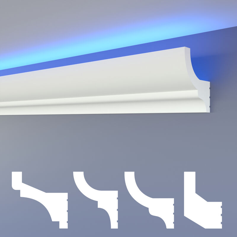 foto del prodotto heximo led modanature a stucco classiche, soffitto illuminazione indiretta xps polistirene hled 10 65x75 mm, 10.2 metri 6 leisten