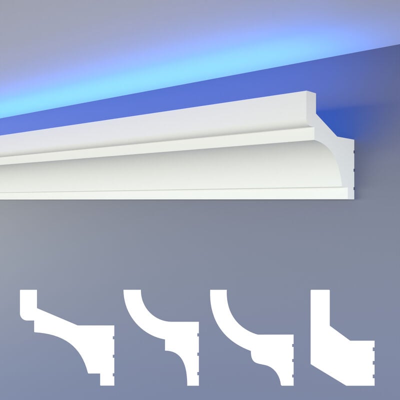 foto del prodotto heximo led modanature a stucco classiche, soffitto illuminazione indiretta xps polistirene hled 3 72x73 mm, 30.6 metri 18 distanze