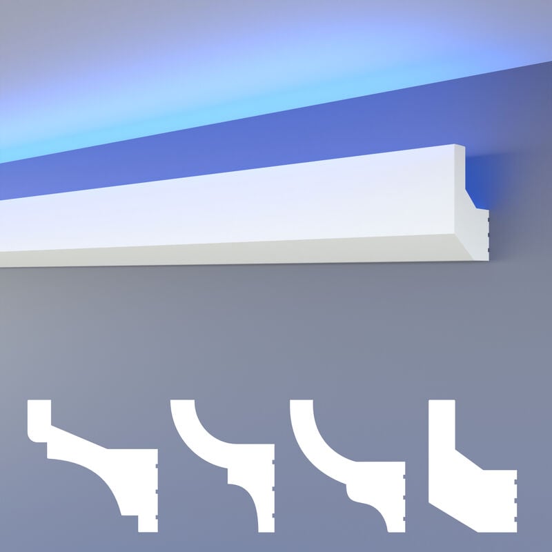 foto del prodotto heximo led modanature a stucco classiche, soffitto illuminazione indiretta xps polistirene hled 4 40x60 mm, 1.7 metri 1 leiste