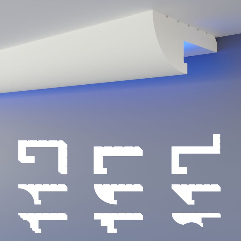 immagine 0 del prodotto heximo led profilo di fuga d ombra modanature in stucco, illuminazione indiretta in polistirene xps 1.7 metri 1 leiste, hled 15 90x35 mm