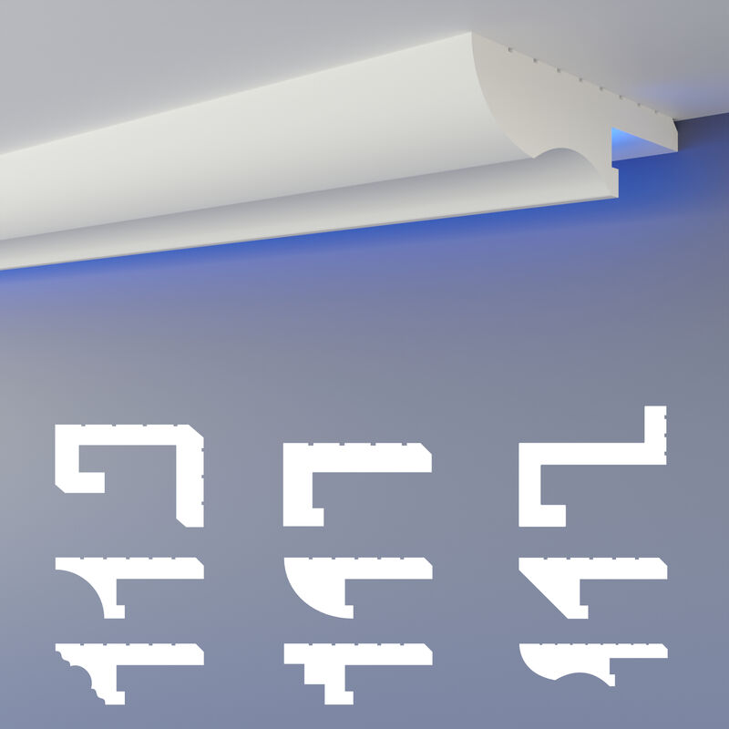 foto del prodotto heximo led profilo di fuga d ombra modanature in stucco, illuminazione indiretta in polistirene xps 1.7 metri 1 leiste, hled 22 134x37 mm de 