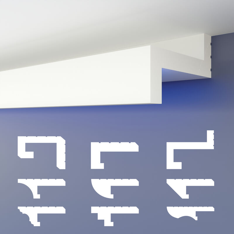 foto del prodotto heximo led profilo di fuga d ombra modanature in stucco, illuminazione indiretta in polistirene xps hled 7 59x88 mm, 1.7 metri 1 leiste