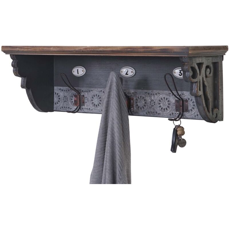 foto del prodotto hhg appendiabiti guardaroba cappelliera vintage 078 metallo legno mdf 18x22x60cm