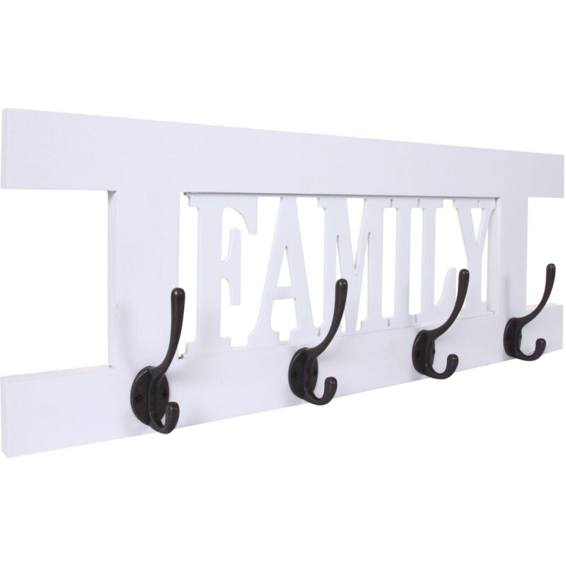 foto del prodotto hhg appendiabiti guardaroba shabby vintage 987 family 60x21cm bianco laccato