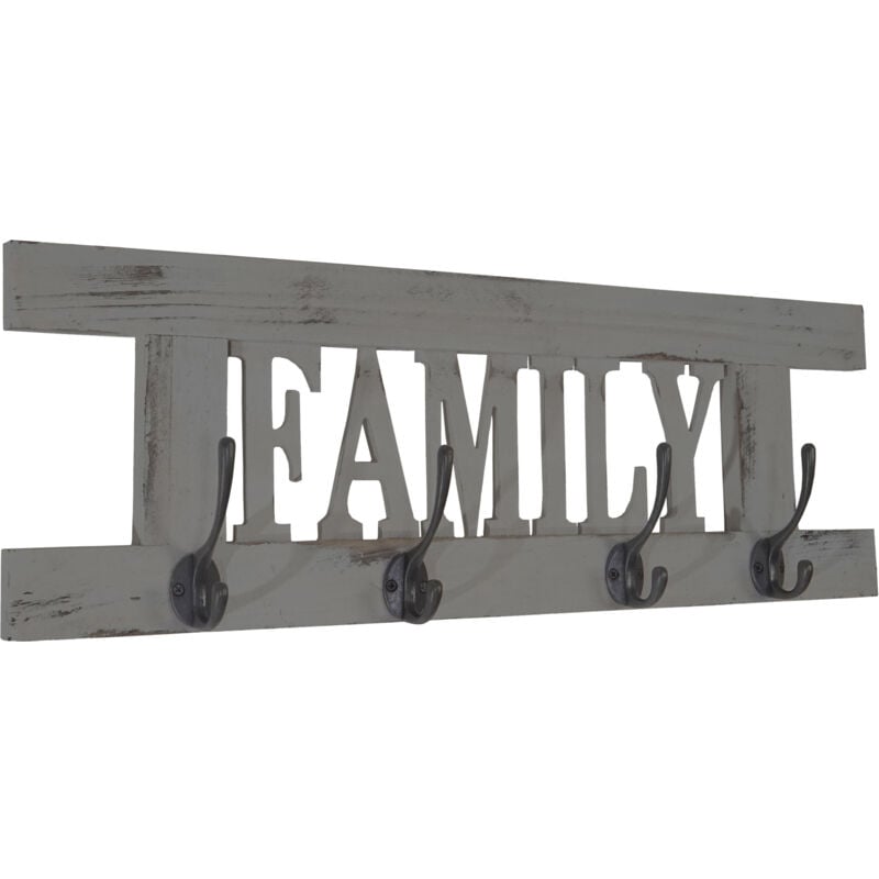 foto del prodotto hhg - appendiabiti guardaroba shabby vintage 987 family 60x21cm grigio