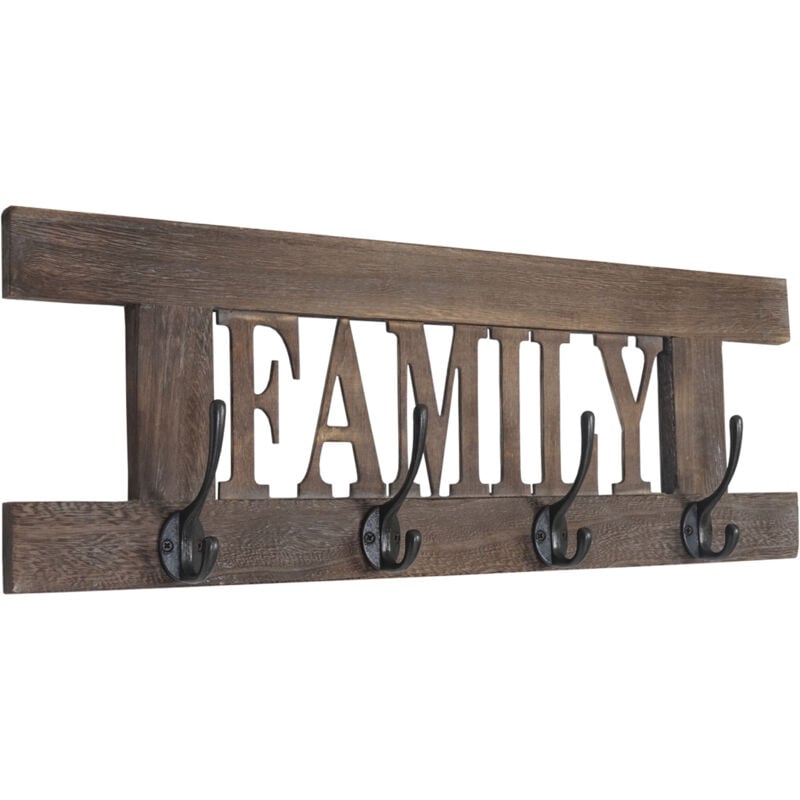 foto del prodotto hhg appendiabiti guardaroba shabby vintage 987 family 60x21cm marrone