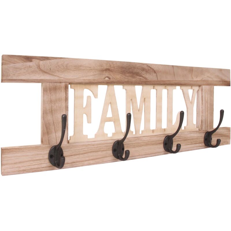 foto del prodotto hhg appendiabiti guardaroba shabby vintage 987 family 60x21cm naturale