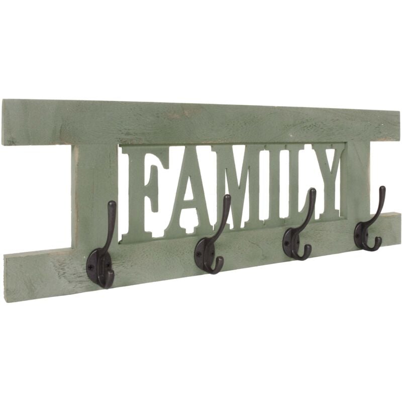 foto del prodotto hhg appendiabiti guardaroba shabby vintage 987 family 60x21cm verde