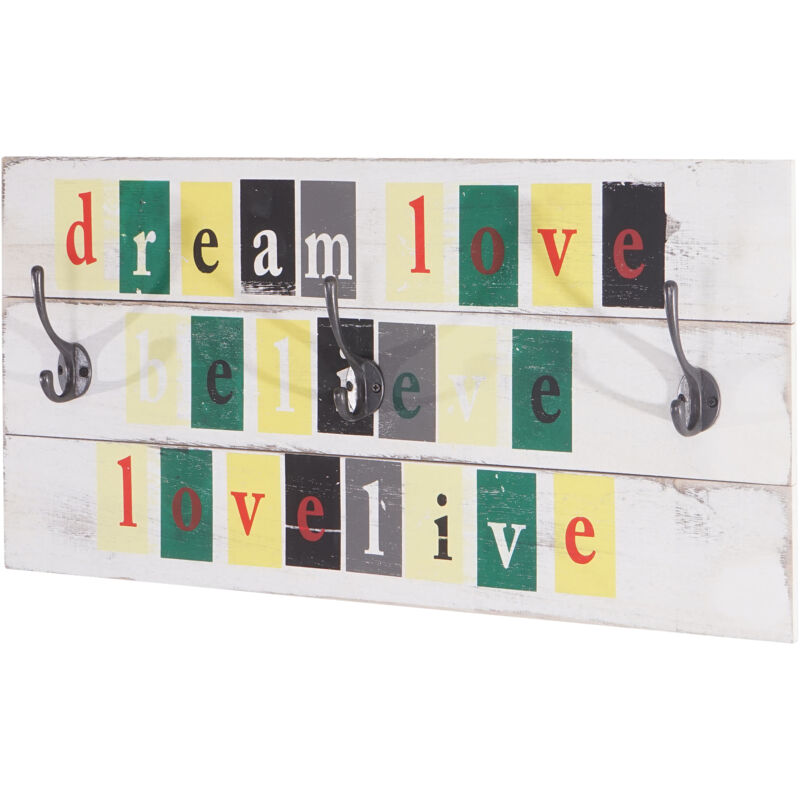 foto del prodotto hhg appendiabiti guardaroba shabby vintage legno paulonia 30x60cm love life