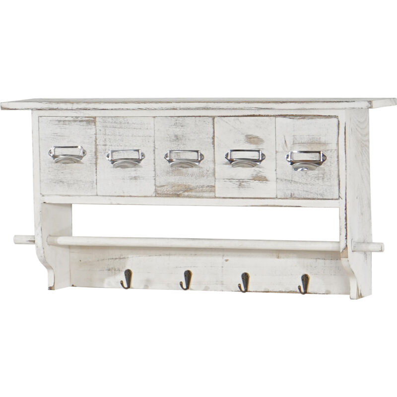 foto del prodotto hhg appendiabiti mensola cucina shabby vintage 355 legno con cassetti bianco