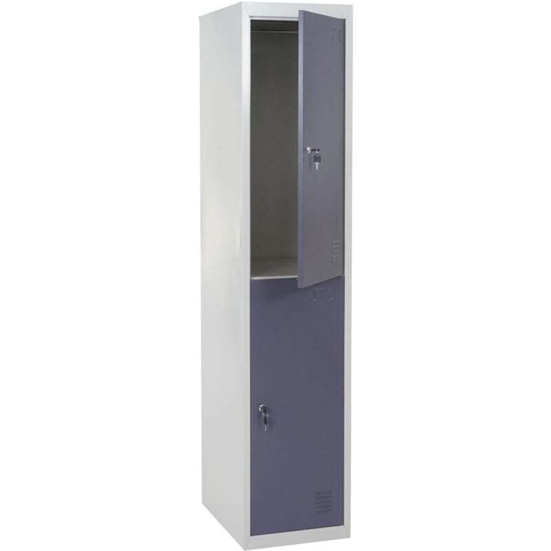 foto del prodotto hhg armadietto spogliatoio doppio scomparto 307 acciaio 45x38x185cm grigio scuro