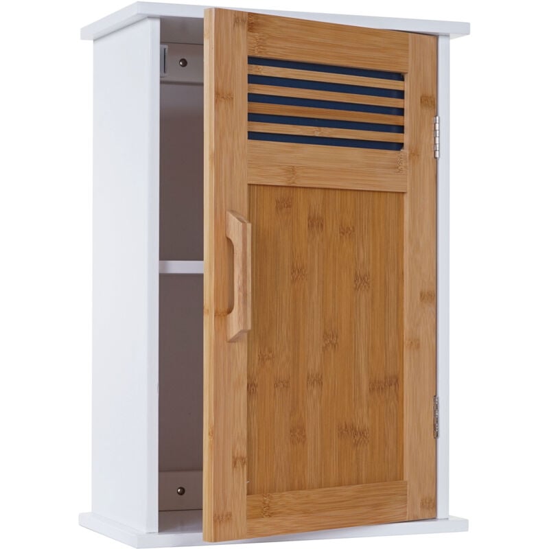 foto del prodotto hhg arredo bagno armadietto 143 legno bambu e mdf mobile pensile