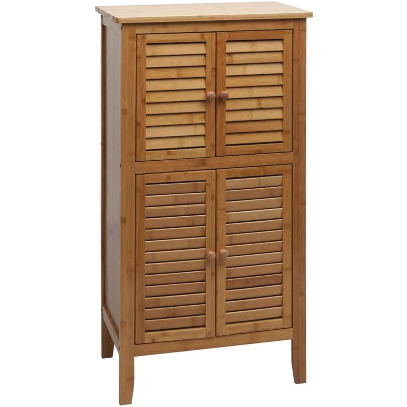 foto del prodotto hhg - arredo bagno bambu a listelle serie 669 armadietto 4 ante 100x50x30cm
