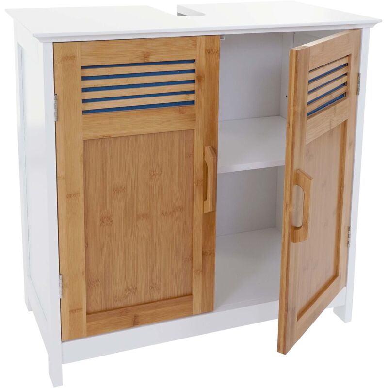 foto del prodotto hhg arredo bagno serie 146 legno bambu e mdf mobile sottolavabo colore legno