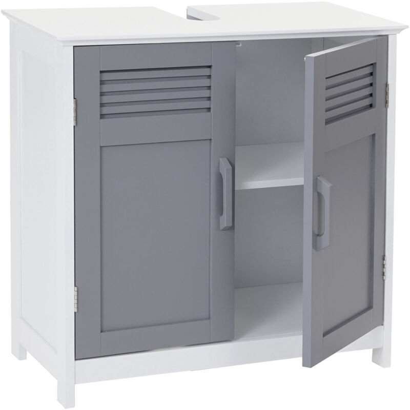 foto del prodotto hhg arredo bagno serie 146 legno bambu e mdf mobile sottolavabo grigio
