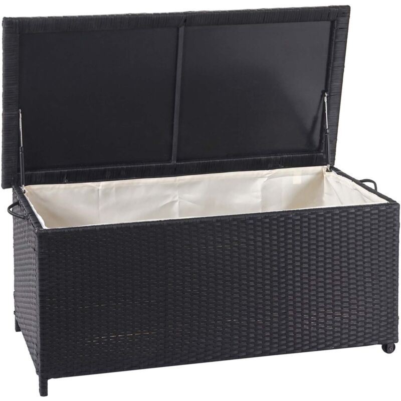 foto del prodotto hhg baule contenitore esterno giardino 570 polyrattan, premium 51x100x50cm 170l nero