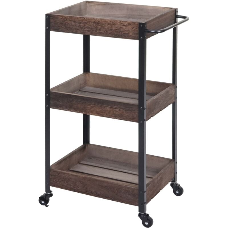 foto del prodotto hhg carrello portavivande cucina portaoggetti 678 legno paulonia marrone shabby