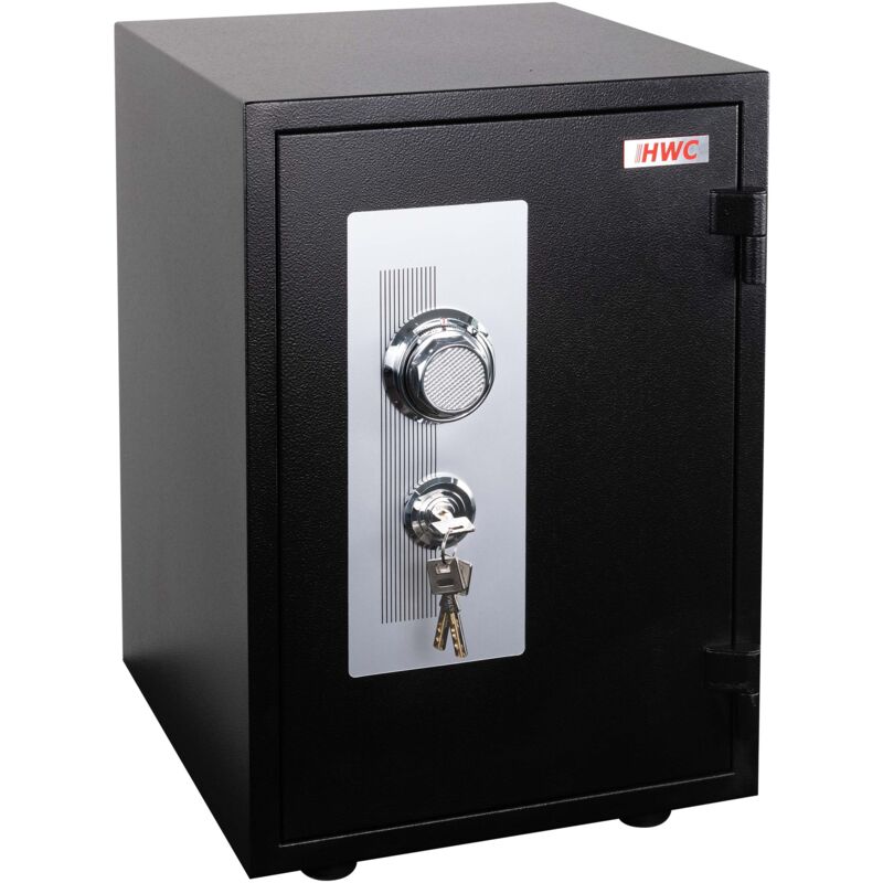 foto del prodotto hhg cassaforte ignifuga ul72 serratura e combinazione numerica 4 cifre 399 acciaio cemento 20l 52x36x39cm nero