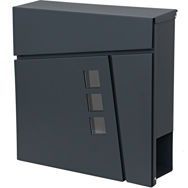 foto del prodotto hhg cassetta portalettere a parete 201 acciaio zincato 11x37x37cm antracite