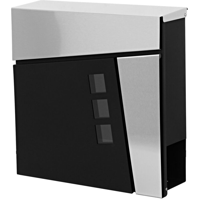 foto del prodotto hhg cassetta portalettere a parete 201 acciaio zincato 11x37x37cm nero grigio