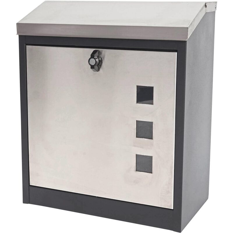foto del prodotto hhg cassetta portalettere a parete xxl 772 acciaio zincato 25x44x52cm nero grigio