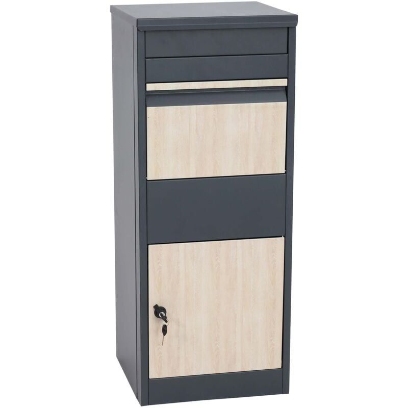 foto del prodotto hhg cassetta postale lettere pacchi 092 acciaio zincato antracite legno chiaro