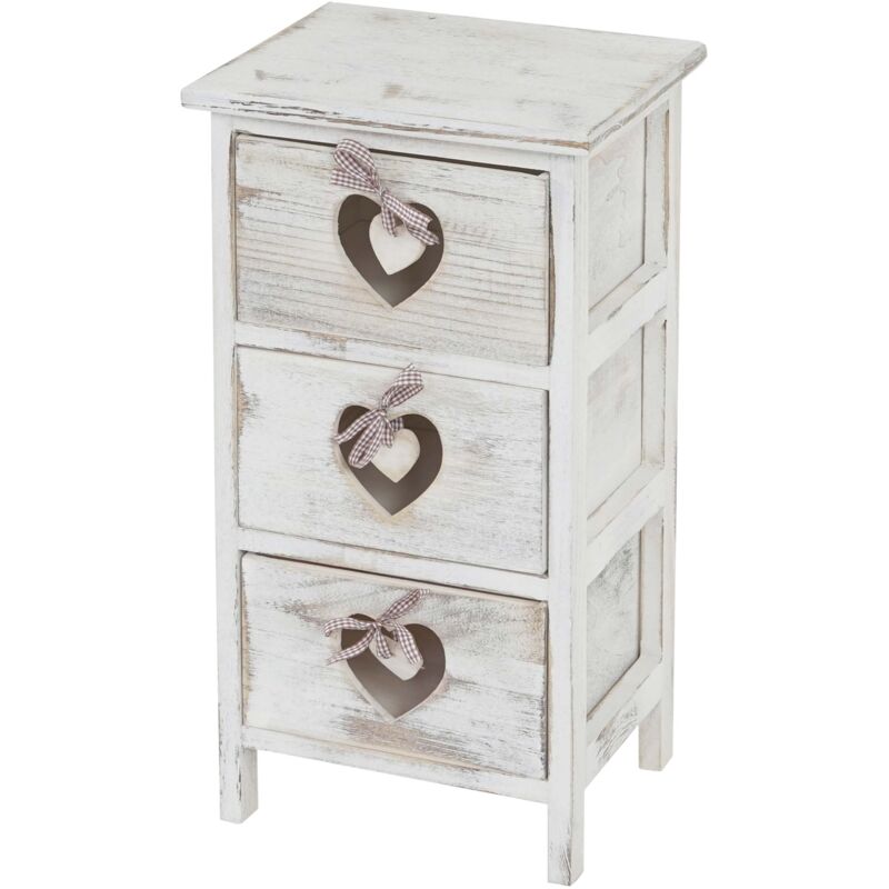 foto del prodotto hhg cassettiera comodino shabby vintage forli legno di paulonia bianco 25x29x55cm 3 cassetti