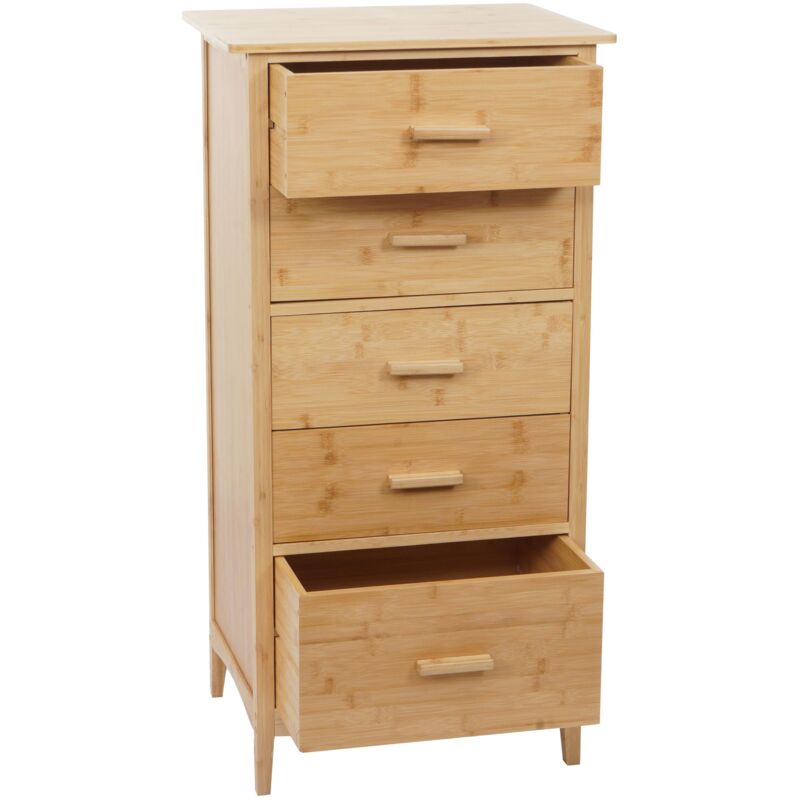foto del prodotto hhg cassettiera con 5 cassetti 869 100x50x40cm legno di bamb naturale