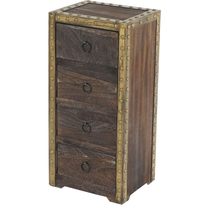 foto del prodotto hhg cassettiera shabby vintage elegante decorativa duran legno di mdf paulonia 4 cassetti marrone