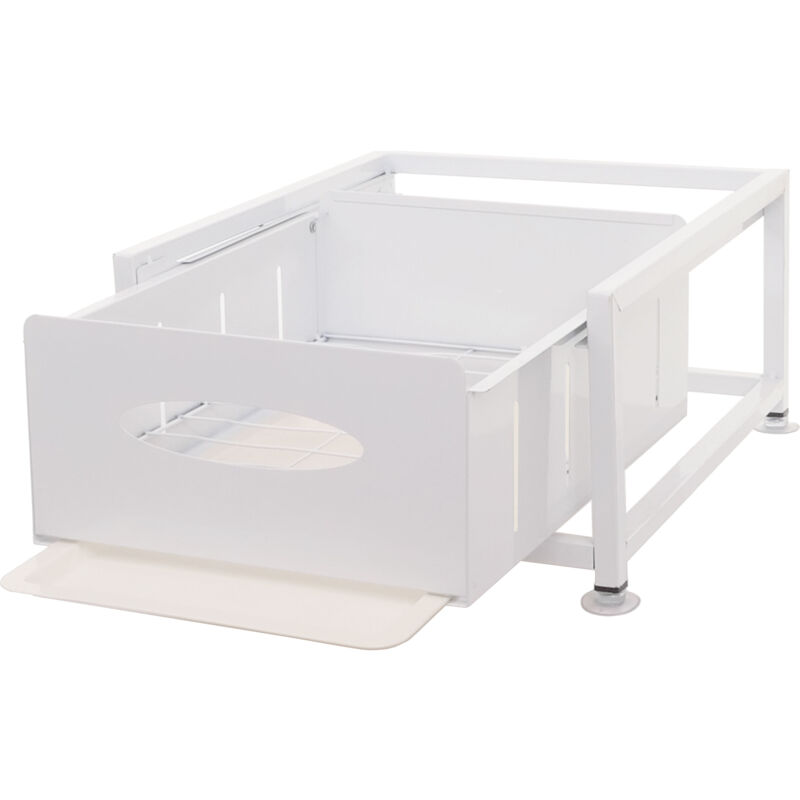 foto del prodotto hhg cassetto per stoviglie 436 con vassoio, cassetto estraibile per cucina piatti, metallo 19x34x42cm, bianco