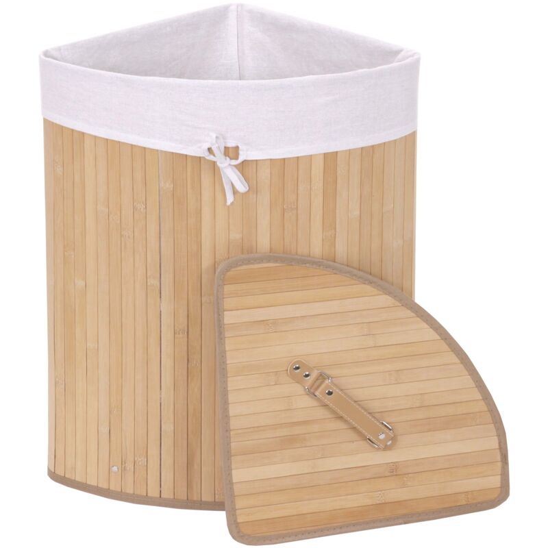foto del prodotto hhg cesta borsa portabiancheria bagno elegante 117 legno bamb 35x48x61cm 50l, naturale